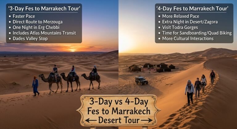 3-Day vs 4-Day Fes to Marrakech Desert Tour